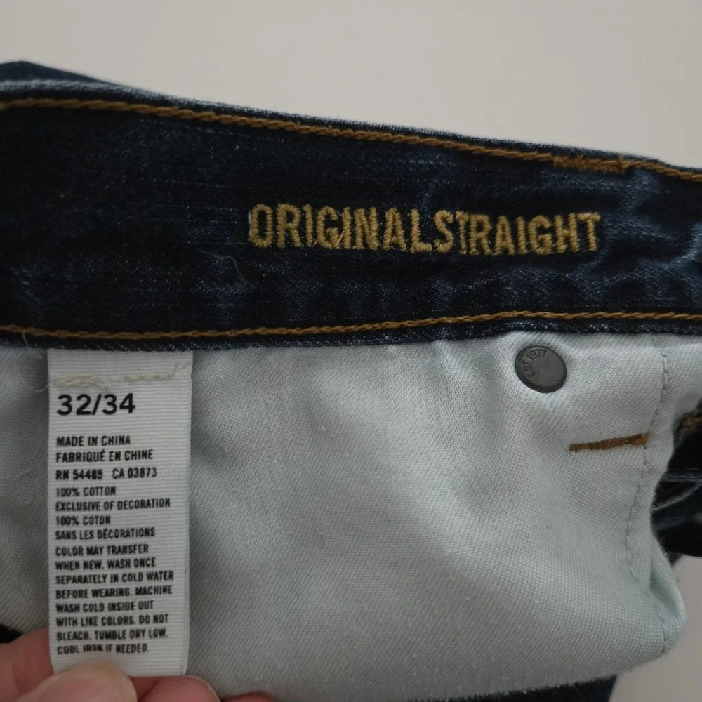 American Eagle‎ Outfitters Mens Original Straight Dark Wash Jeans Size 32x34 - Picture 4 of 5